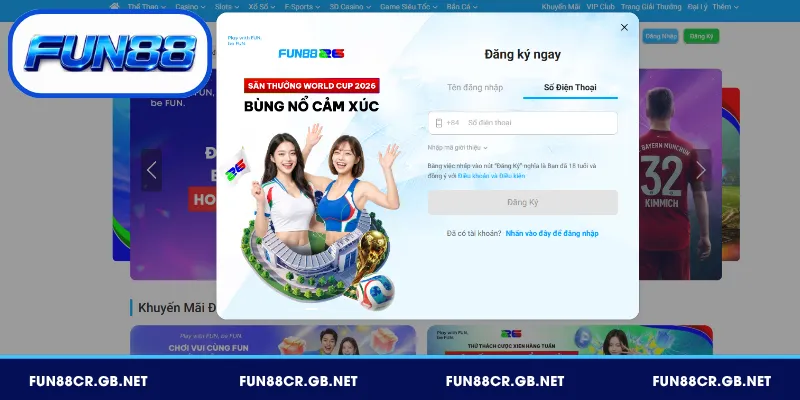 Năm bước đăng ký FUN88 nhận 88K tiền cược miễn phí