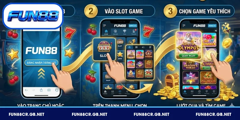 Chơi slot trên Mobile trên FUN88 đơn giản với 3 bước