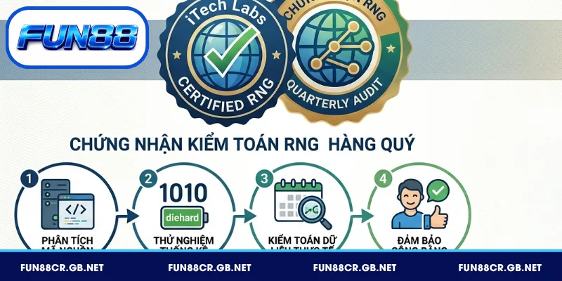 Giấy phép FUN88 – Minh Chứng Cho Sự Uy Tín Quốc Tế 3 Chứng nhận RNG iTech Labs của FUN88