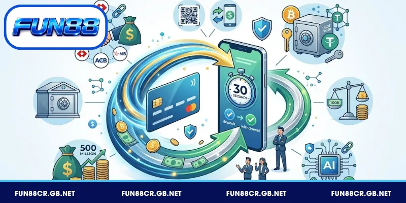 FUN88 nạp rút qua Vietcombank, Momo và USDT TRC20