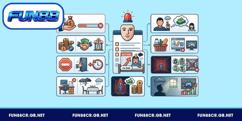 Chơi Có Trách Nhiệm FUN88 - Bảo Vệ Hội Viên Khỏi Rủi Ro Mạng 3 Những biểu hiện phổ biến của việc quá đà cá cược